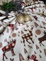 Fata de masa Best Cotton Winter 13 - 180x220 cm, 100% bumbac , crem cu motive de Craciun - imagine 2