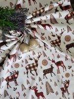 Fata de masa Best Cotton Winter 13 - 180x220 cm, 100% bumbac , crem cu motive de Craciun - imagine 3