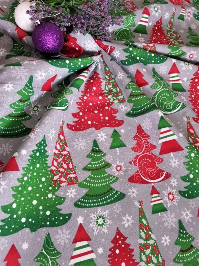 Fata de masa Best Cotton Winter 15 - 180x220 cm, 100% bumbac , gri cu motive de Craciun - imagine 3