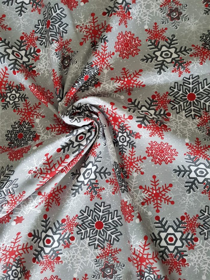 Fata de masa Best Cotton Winter 10 - 180x220 cm, 100% bumbac , gri cu motive de Craciun - imagine 2