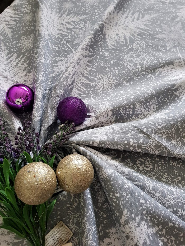 Fata de masa Best Cotton Winter 11 - 180x220 cm, 100% bumbac , gri cu motive de Craciun - imagine 2