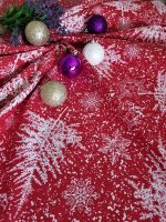 Fata de masa Best Cotton Winter 14 - 180x220 cm, 100% bumbac , rosie cu motive de Craciun - imagine 3