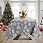 Fata de masa Best Cotton Winter 34 - 180x220 cm, 100% bumbac , gri cu motive de Craciun