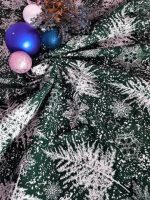 Fata de masa Best Cotton Winter 35 - 180x180 cm, 100% bumbac , verde cu motive de Craciun - imagine 2