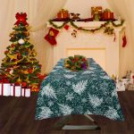 Fata de masa Best Cotton Winter 35 - 180x180 cm, 100% bumbac , verde cu motive de Craciun