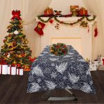 Fata de masa Best Cotton Winter 08 - 180x220 cm, 100% bumbac , albastru cu motive de Craciun