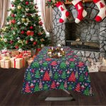 Fata de masa Best Cotton Winter 16 - 180x220 cm, 100% bumbac , albastru cu motive de Craciun