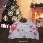 Fata de masa Best Cotton Winter 12 - 180x220 cm, 100% bumbac , gri cu motive de Craciun