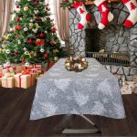 Fata de masa Best Cotton Winter 11 - 180x220 cm, 100% bumbac , gri cu motive de Craciun