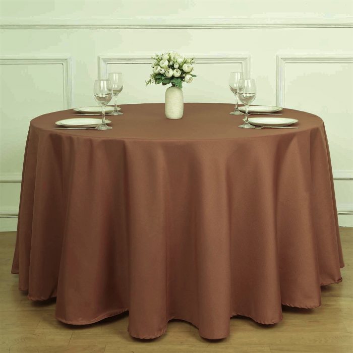 Fata de masa Best Cotton - rotunda cu diametrul 240 cm, Damasc Saten DeLux, 100% bumbac, ciocolata - imagine 3