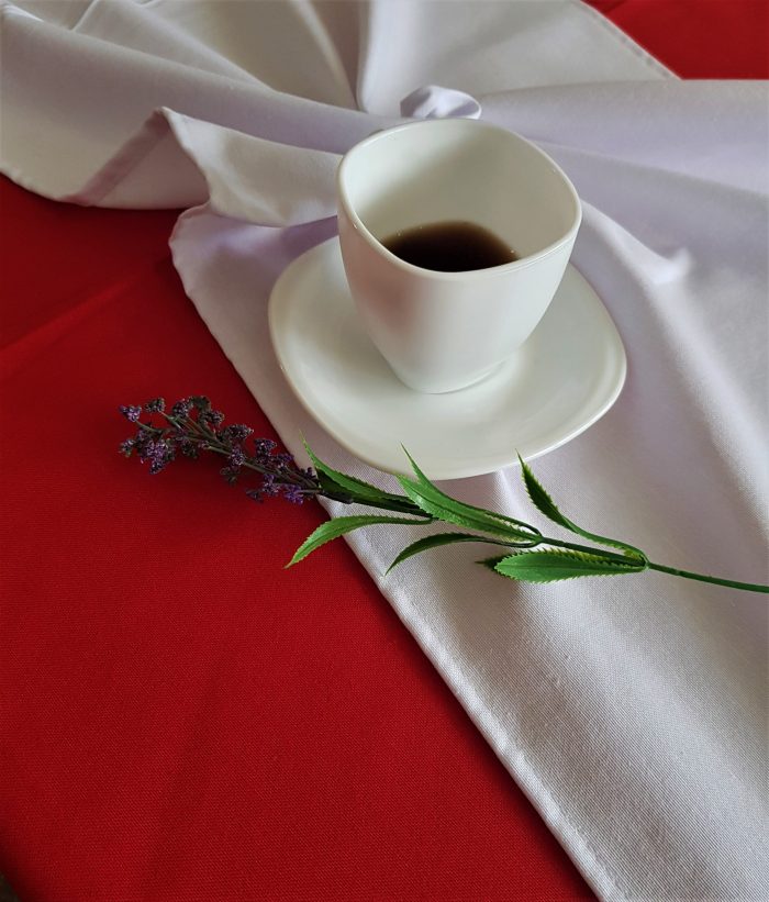 Fata de masa rosie cu napron alb uni Best Cotton Winter 10 - creton, 180x220 cm + 45x180 cm, 100% bumbac - imagine 4