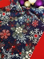 Napron Best Cotton Winter 04 - 45x180 cm, 100% bumbac , albastru cu motive de Craciun