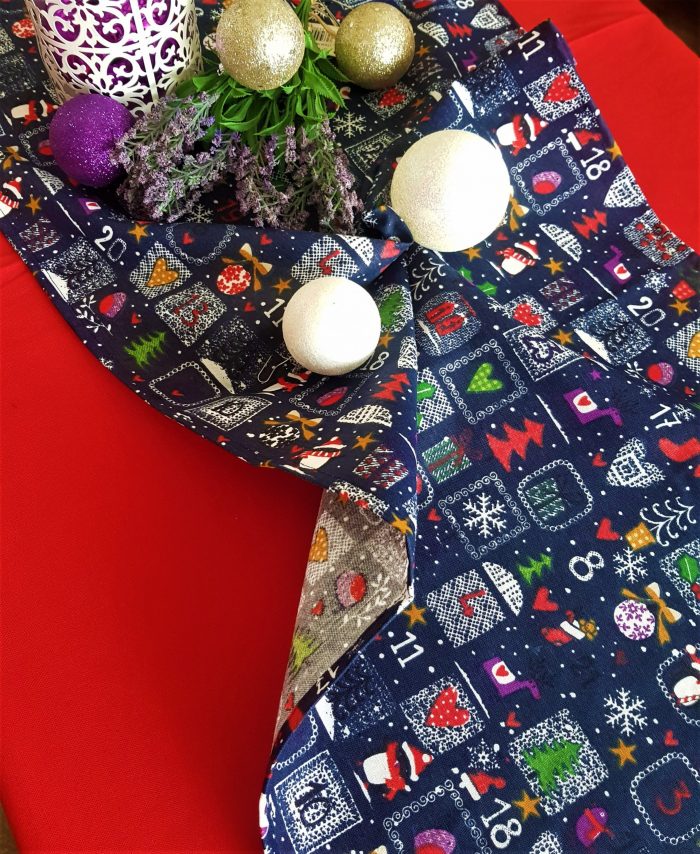 Napron Best Cotton Winter 05 - 45x180 cm, 100% bumbac , albastru cu motive de Craciun - imagine 5