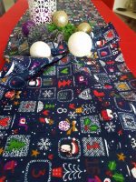 Fata de masa rosie cu napron albastru Best Cotton Winter 13 - creton, 180x220 cm + 45x180 cm, 100% bumbac - imagine 2