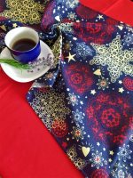 Napron Best Cotton Winter 06 - 45x180 cm, 100% bumbac , albastru cu motive de Craciun - imagine 3