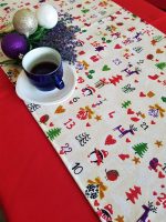 Napron Best Cotton Winter 03 - 45x180 cm, 100% bumbac , crem cu motive de Craciun