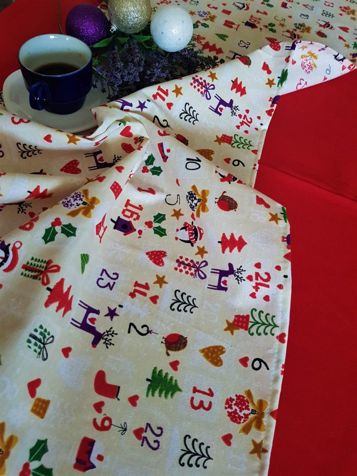 Napron Best Cotton Winter 03 - 45x180 cm, 100% bumbac , crem cu motive de Craciun - imagine 2