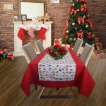 Napron Best Cotton Winter 03 - 45x180 cm, 100% bumbac , crem cu motive de Craciun - imagine 3