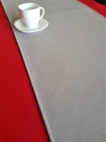 Fata de masa rosie cu napron gri uni Best Cotton Winter 15 - creton, 180x220 cm + 45x180 cm, 100% bumbac - imagine 3