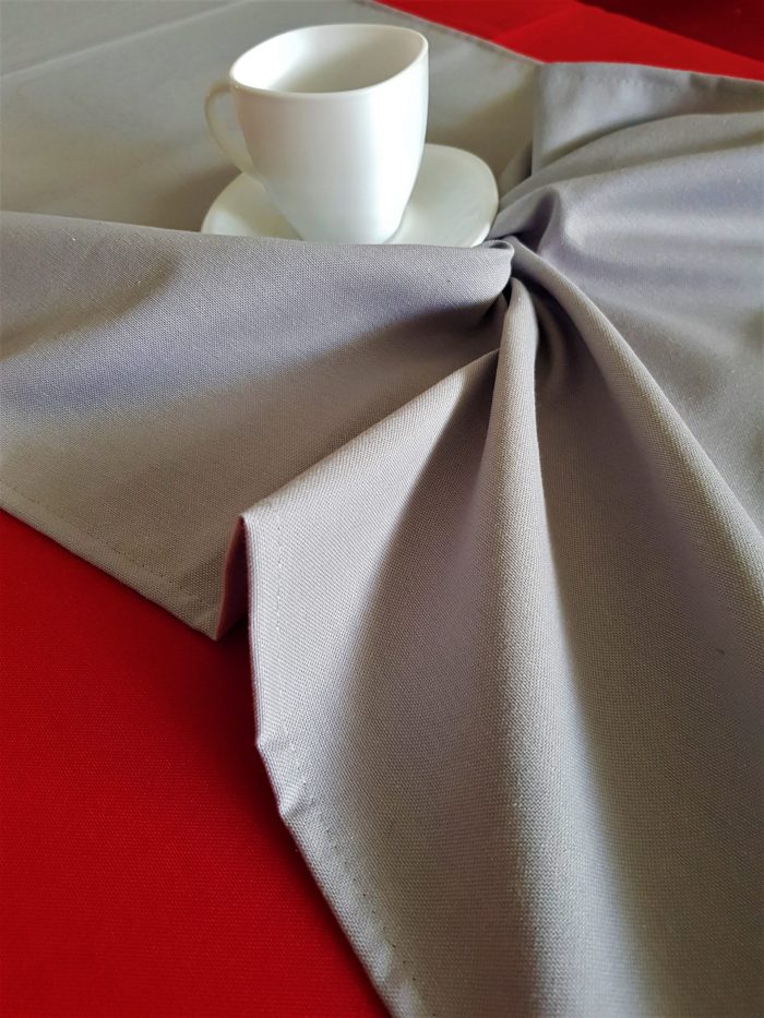 Fata de masa rosie cu napron gri uni Best Cotton Winter 15 - creton, 180x220 cm + 45x180 cm, 100% bumbac - imagine 5