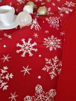 Fata de masa rosie cu napron rosu Best Cotton Winter 18 - creton, 180x220 cm + 45x180 cm, 100% bumbac - imagine 3