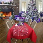 Napron Best Cotton Winter 02 - 45x180 cm, 100% bumbac , rosu cu motive de Craciun - imagine 4