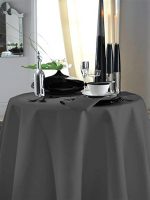 Fata de masa Best Cotton - rotunda cu diametrul 240 cm, Damasc Saten DeLux, 100% bumbac, gri taupe - imagine 4