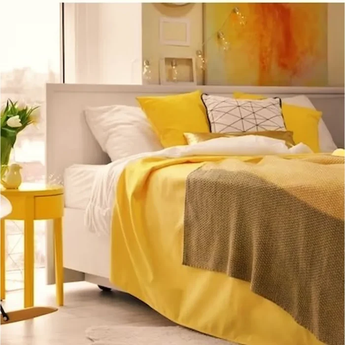 Cearceaf de pat Best Cotton, 100% bumbac, Olandina color, 220x240 cm, galben - imagine 3