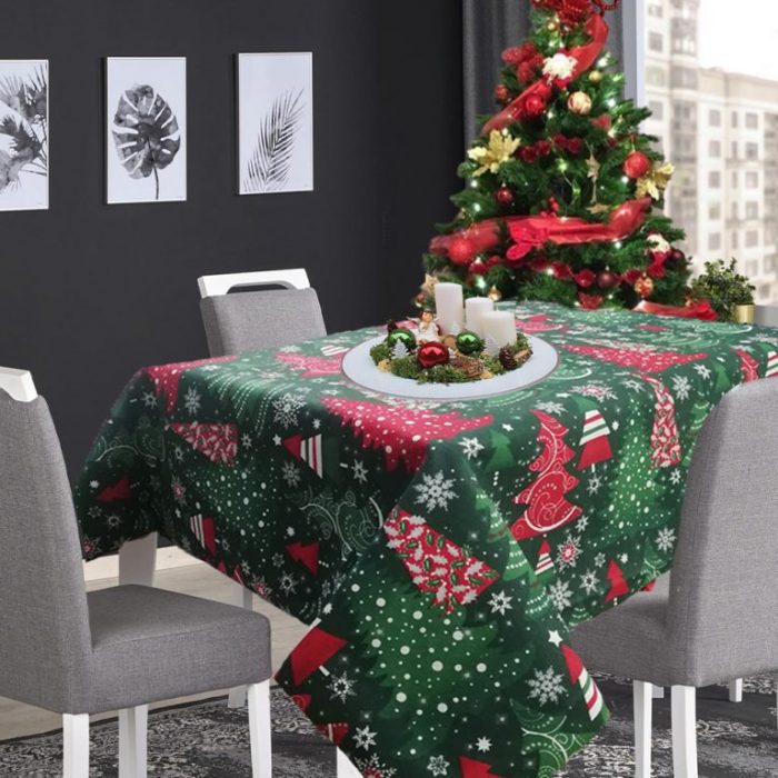 Napron Best Cotton Winter 36 - 45x180 cm, 100% bumbac , verde cu motive de Craciun - imagine 2