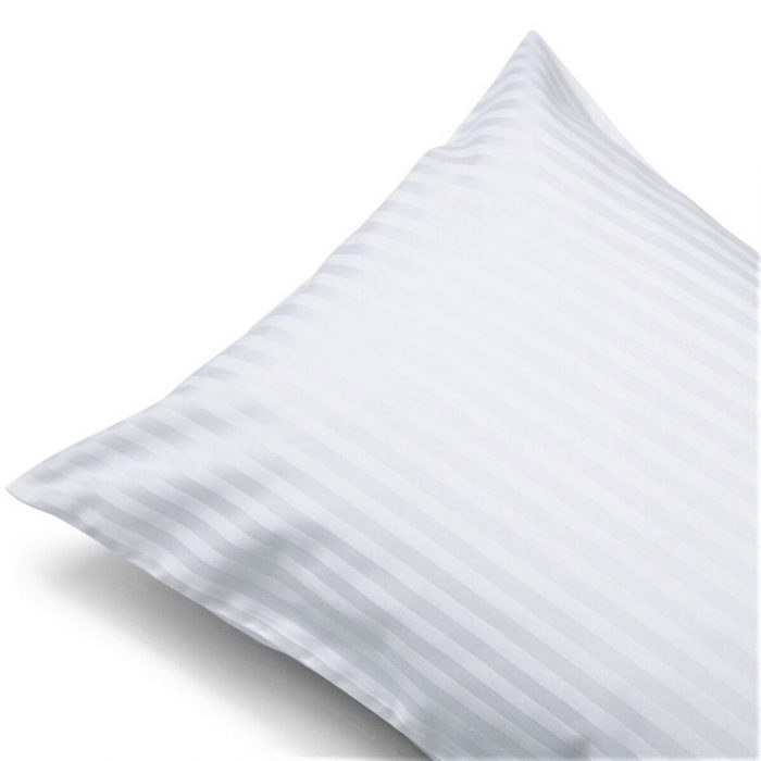 Set 2 Fete de perna Best Cotton Hotel - 100% bumbac, Damasc Saten cu latime dungi 0,5 cm, alb - imagine 3