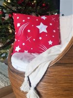 Fata de perna decor Best Cotton Stars - 50x50 cm, 100% bumbac , rosie cu motive de Craciun - imagine 4