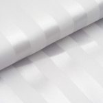 Cearceaf de pat Best Cotton Hotel - 100% bumbac, Damasc Saten cu latime dungi 1 cm, alb - imagine 3