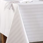 Fata de masa Best Cotton - 150x220 cm, 100% bumbac, damasc cu latime dungi 2.5 cm, alb, - imagine 4