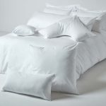 Lenjerie de pat Best Cotton Hotel King Size, 100% bumbac, Damasc DeLux Saten, alb