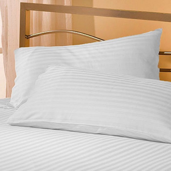 Cearceaf de pat Best Cotton Hotel - Damasc Saten cu latime dungi 0,5 cm, 100% bumbac, alb - imagine 2