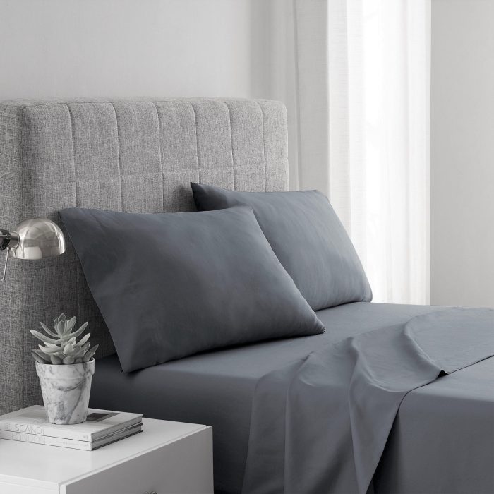 Husa pat Best Cotton - 2 persoane, ranforce color uni, 100% bumbac, pentru saltea 180x200+30 cm,gri - imagine 6