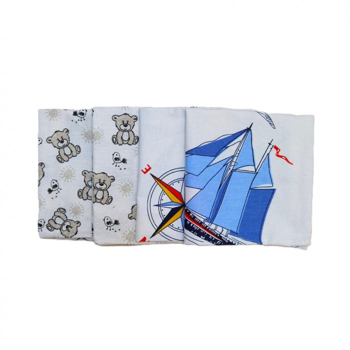 Pachet 4 fete de perna Best Cotton Bebe - Ranforce,100% bumbac, 35x35 cm, decor barcute si ursuleti - imagine 2