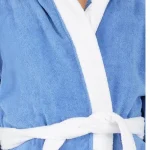 Halat de baie cu gluga cu broderie pentru copii Best Cotton - 100% bumbac, tesatura prosop catifea, albastru - imagine 3