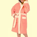 Halat de baie cu gluga cu broderie pentru copii Best Cotton - 100% bumbac, tesatura prosop catifea, orange - imagine 4