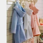 Halat de baie cu gluga pentru copii Best Cotton, 100% bumbac, tesatura prosop, piersica - imagine 2