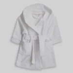 Halat de baie cu gluga pentru copii Best Cotton, 100% bumbac, tesatura prosop, alb - imagine 5