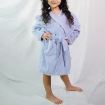 Halat de baie cu gluga pentru copii Best Cotton, 100% bumbac, tesatura prosop, albastru - imagine 3