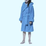 Halat de baie cu gluga pentru copii Best Cotton, 100% bumbac, tesatura prosop, albastru - imagine 2