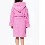 Halat de baie cu gluga pentru copii Best Cotton, 100% bumbac, tesatura prosop, roz - imagine 2