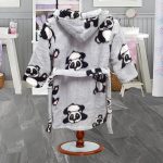 Halat baie cu gluga Best Cotton pentru copii, cocolino, gri cu model ursuleti - imagine 2