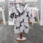 Halat baie cu gluga Best Cotton pentru copii, cocolino, gri cu model ursuleti