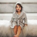 Halat de baie cu gluga pentru copii Best Cotton, 100% bumbac, tesatura prosop, 2-4 ani,gri