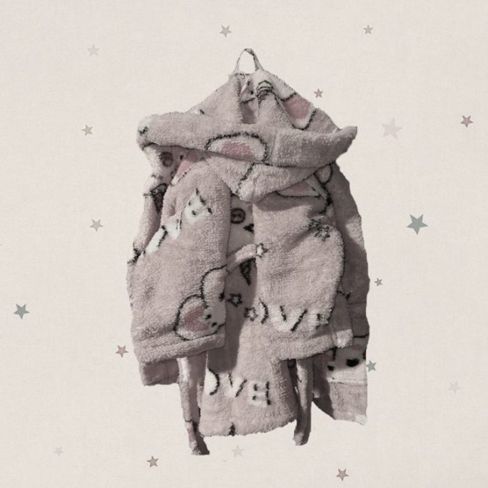 Halat baie cu gluga Best Cotton pentru copii, cocolino, roz cu model ursuleti - imagine 3