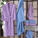 Halat de baie, cu guler Best Cotton - 100% bumbac, culoare mov - imagine 8