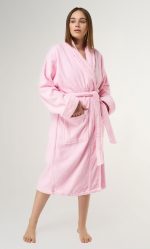 Halat de baie, cu guler Best Cotton - 100% bumbac, culoare mov - imagine 20